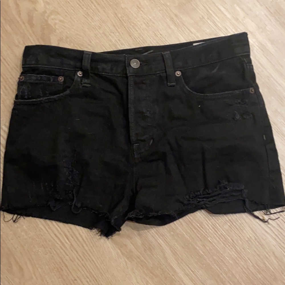 Free people black ripped short denim shorts